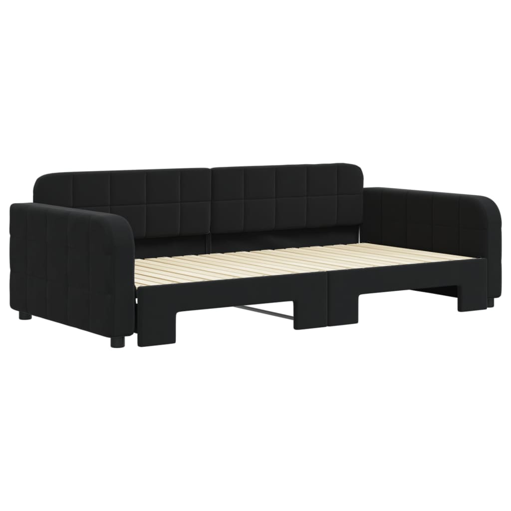 daybed med udtræk 100x200 cm velour sort