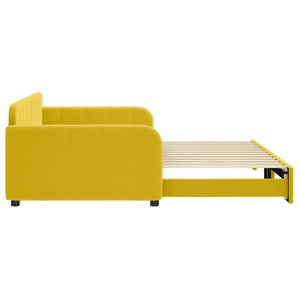daybed med udtræk 100x200 cm velour gul