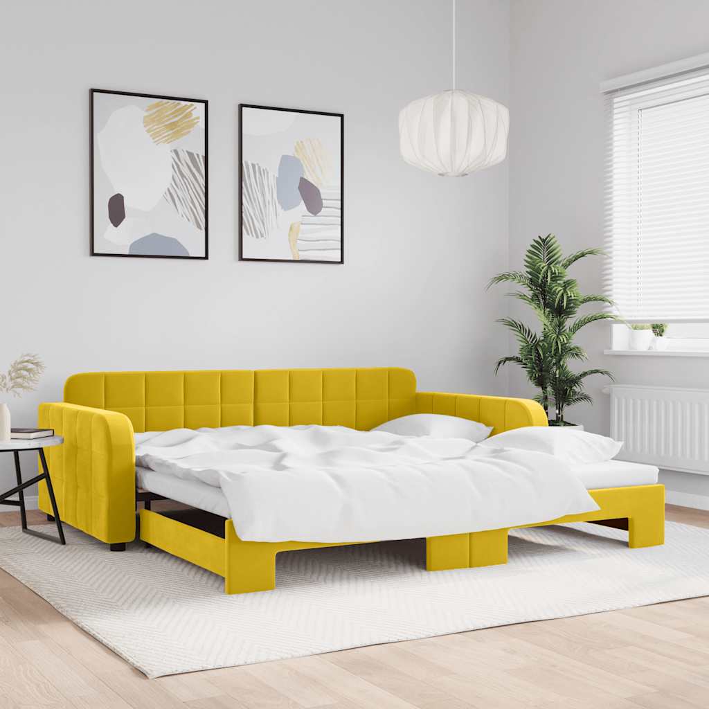 daybed med udtræk 100x200 cm velour gul