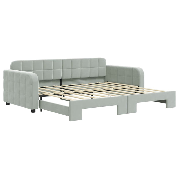 daybed med udtræk 90x190 cm velour lysegrå