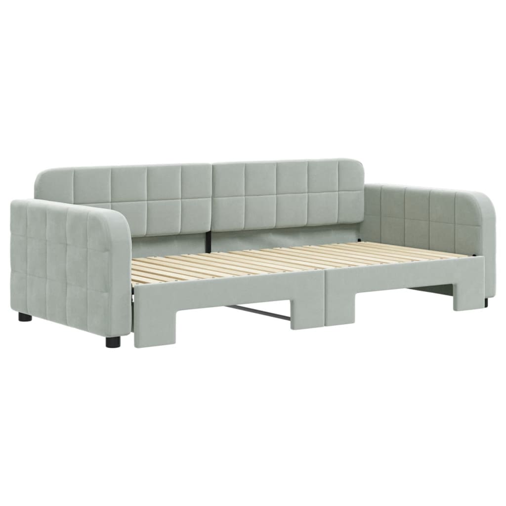daybed med udtræk 90x190 cm velour lysegrå