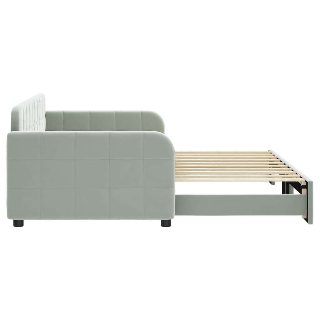 daybed med udtræk 90x190 cm velour lysegrå