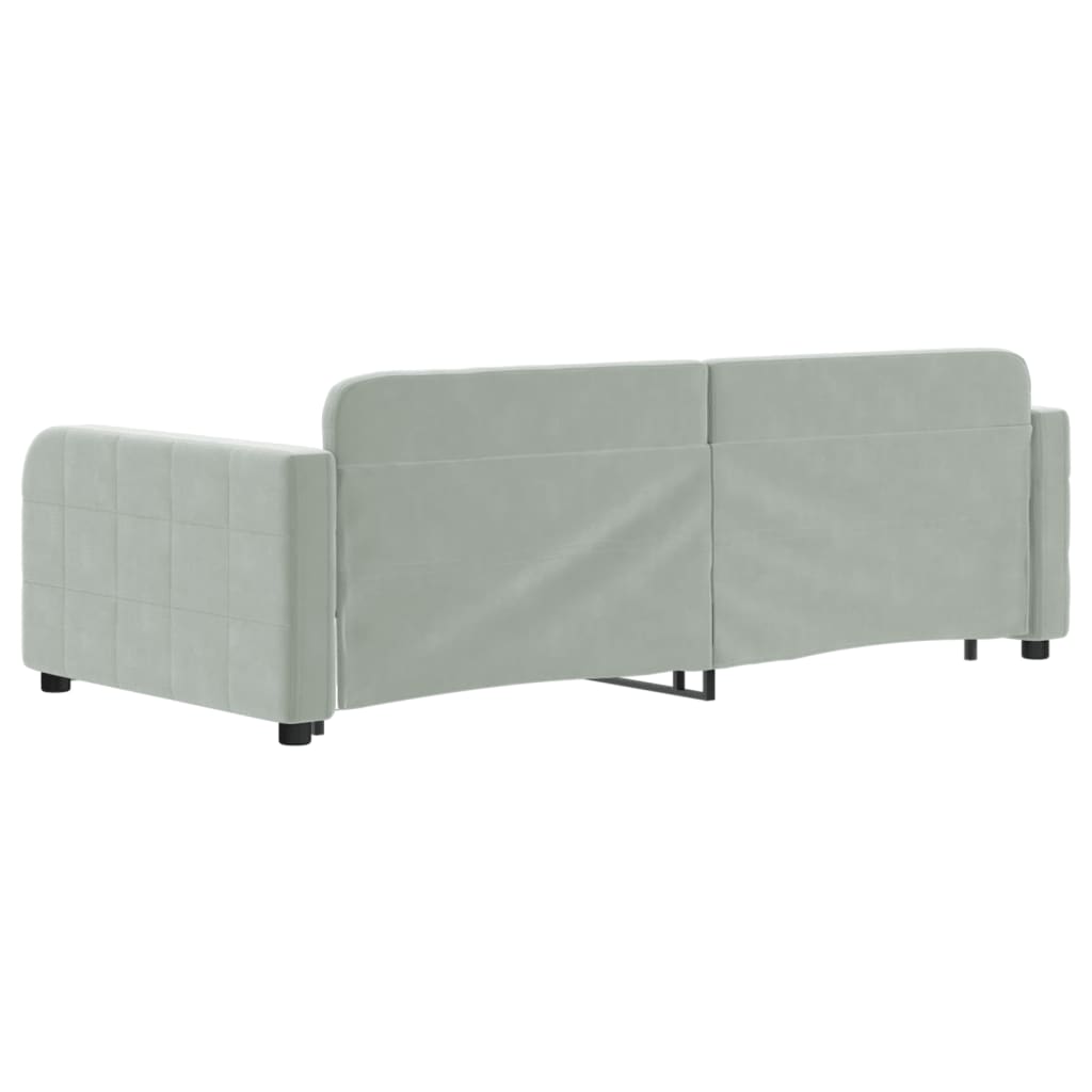daybed med udtræk 90x190 cm velour lysegrå
