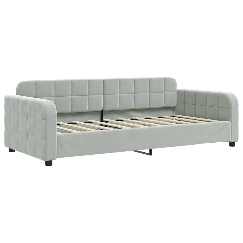 daybed med udtræk 90x190 cm velour lysegrå
