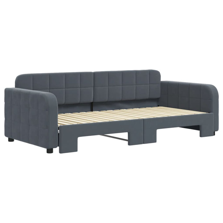 daybed med udtræk 90x190 cm velour mørkegrå