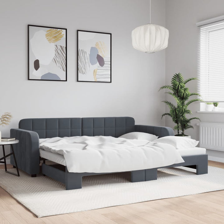 daybed med udtræk 90x190 cm velour mørkegrå