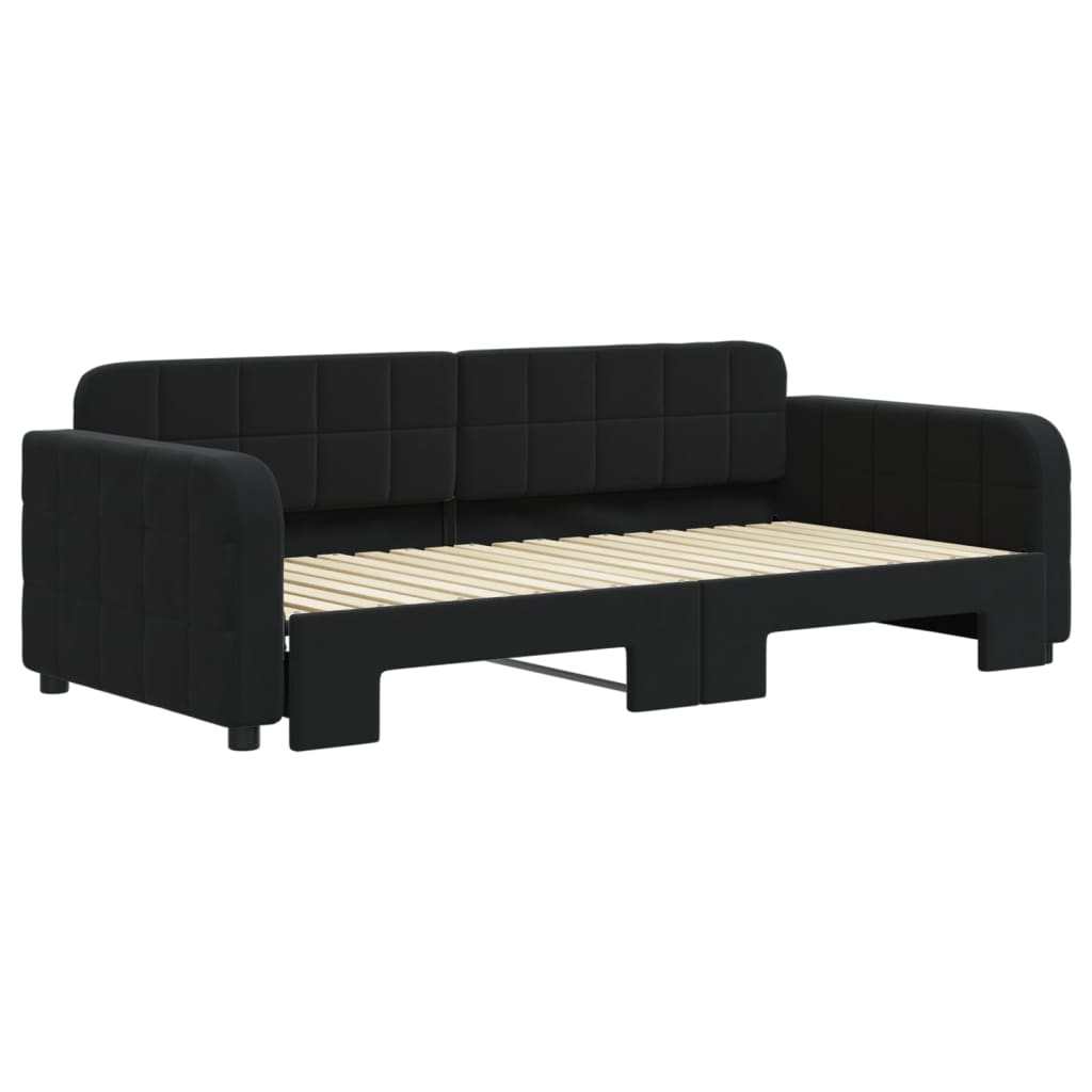 daybed med udtræk 90x190 cm velour sort