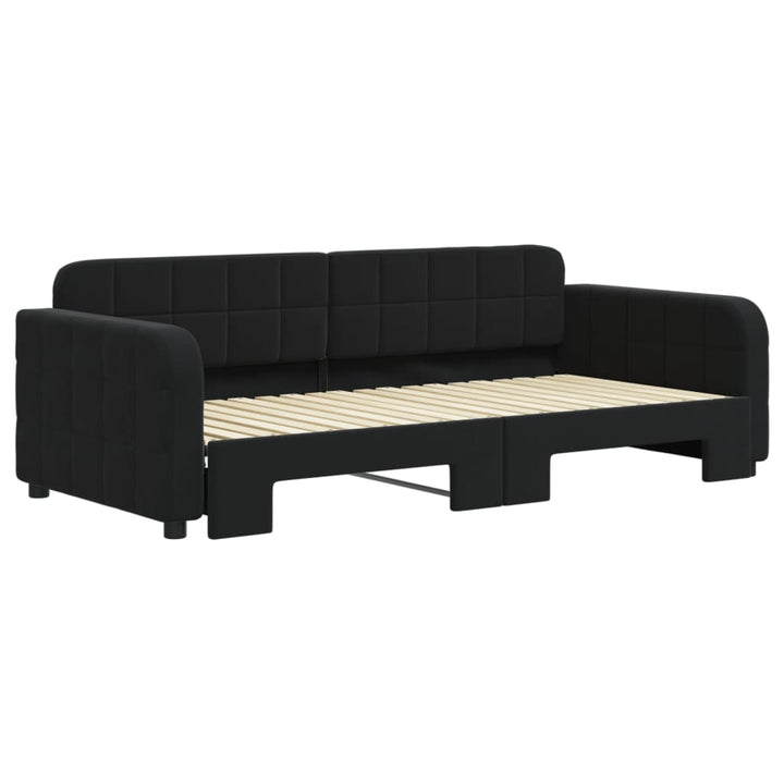 daybed med udtræk 90x190 cm velour sort