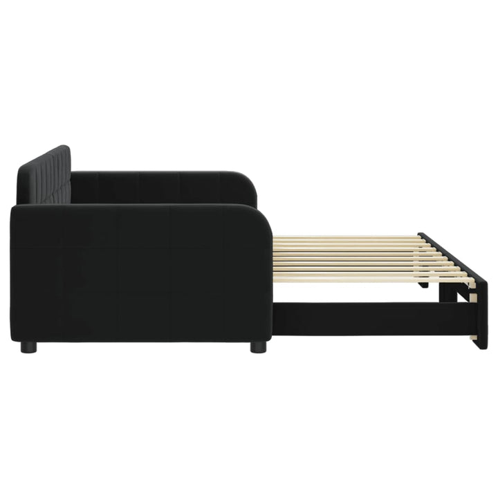 daybed med udtræk 90x190 cm velour sort