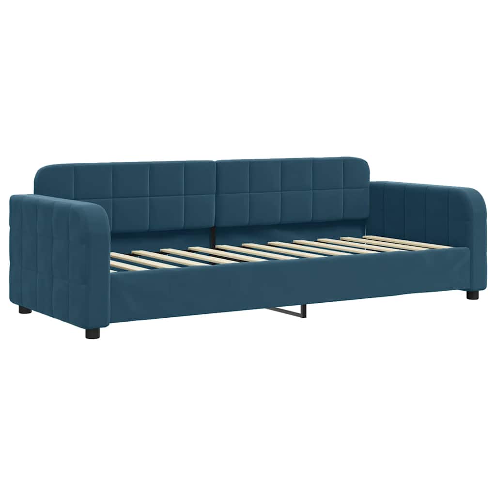 daybed med udtræk og madras 80x200 cm velour blå