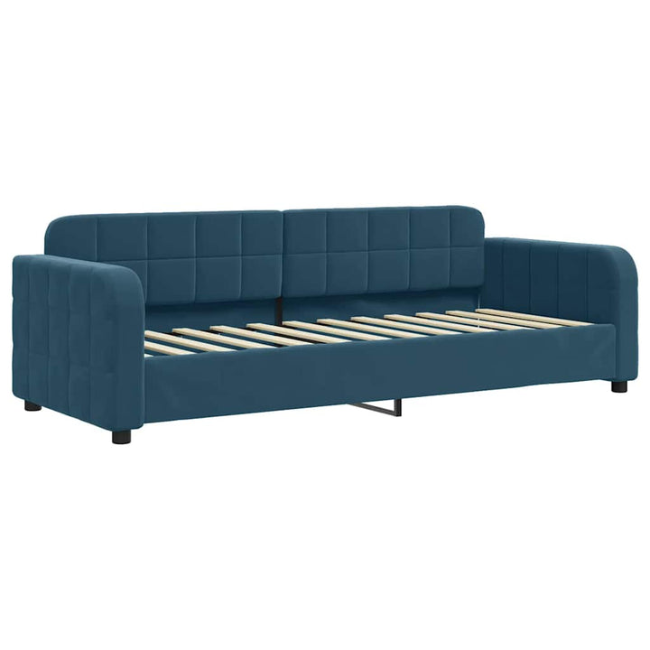 daybed med udtræk og madras 80x200 cm velour blå