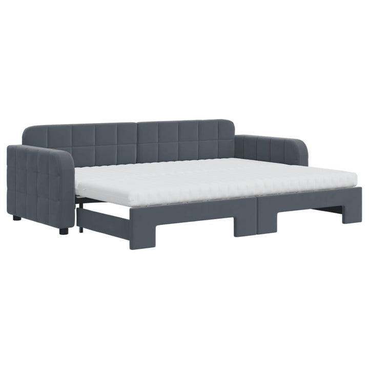daybed med udtræk og madras 80x200 cm velour mørkegrå