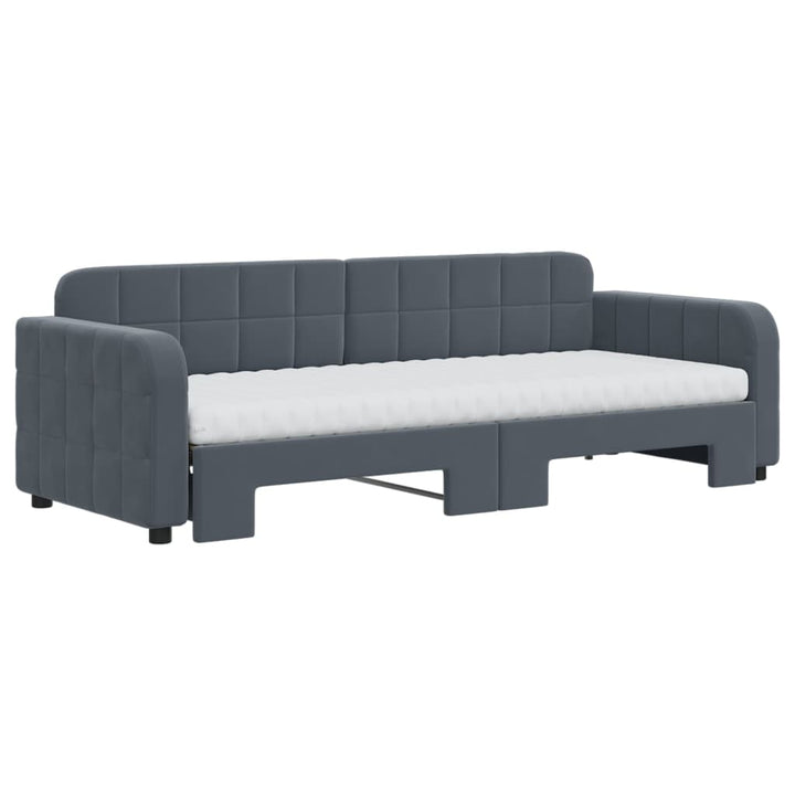 daybed med udtræk og madras 80x200 cm velour mørkegrå