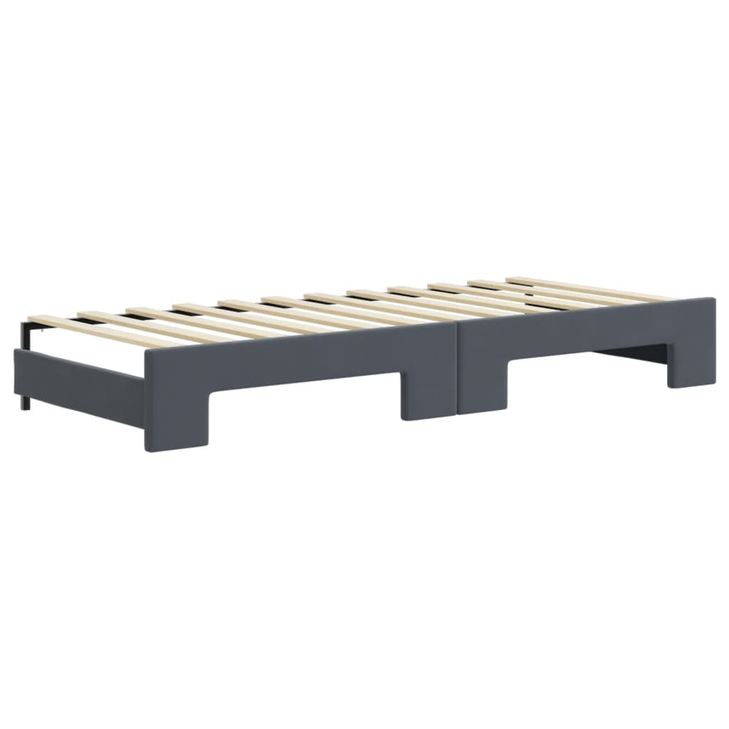 daybed med udtræk og madras 80x200 cm velour mørkegrå