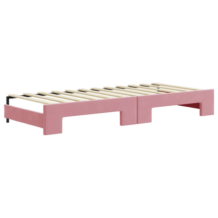 daybed med udtræk og madras 80x200 cm velour lyserød