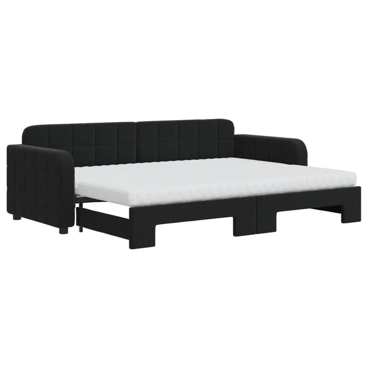daybed med udtræk og madras 80x200 cm velour sort