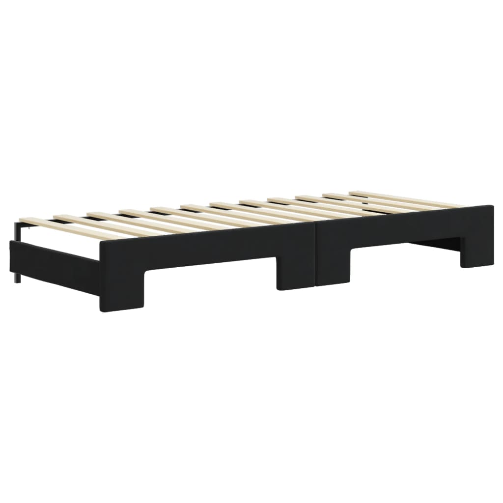 daybed med udtræk og madras 80x200 cm velour sort