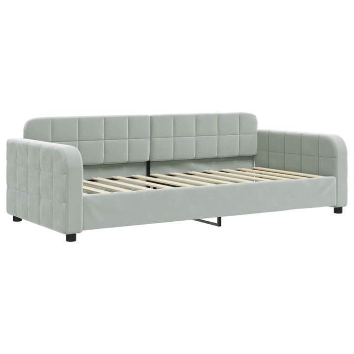 daybed med udtræk og madras 90x200 cm velour lysegrå