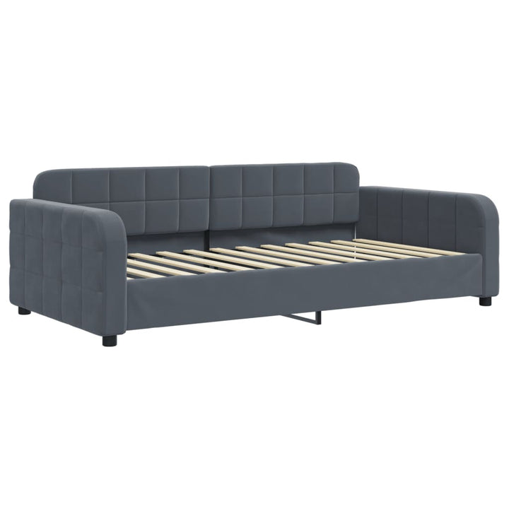 daybed med udtræk og madras 90x200 cm velour mørkegrå