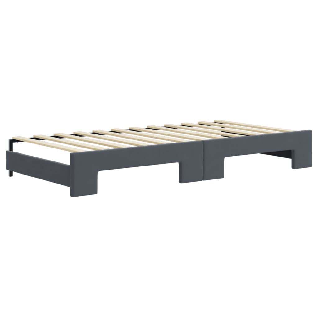 daybed med udtræk og madras 90x200 cm velour mørkegrå