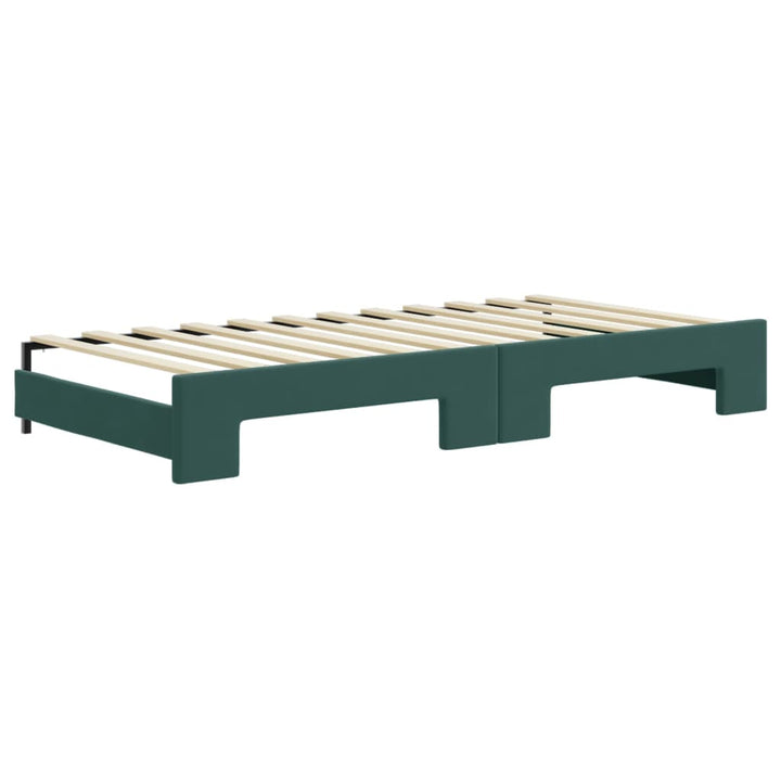 daybed med udtræk og madras 90x200 cm velour mørkegrøn
