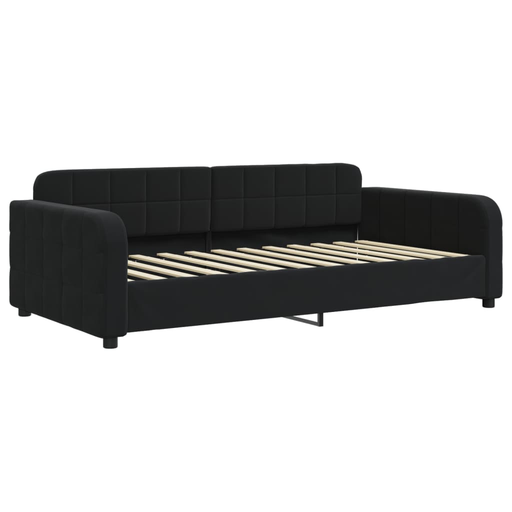 daybed med udtræk og madras 90x200 cm velour sort