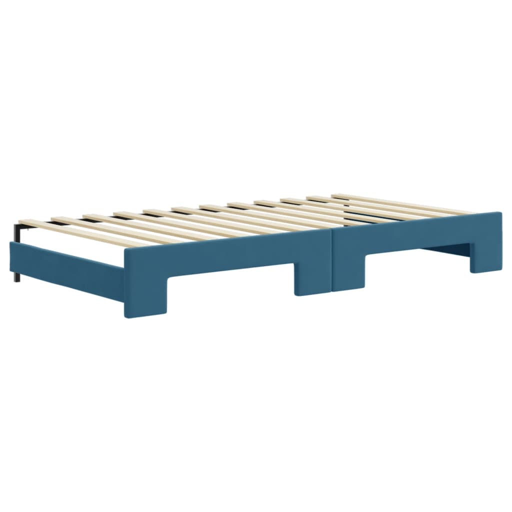 daybed med udtræk og madras 100x200 cm velour blå