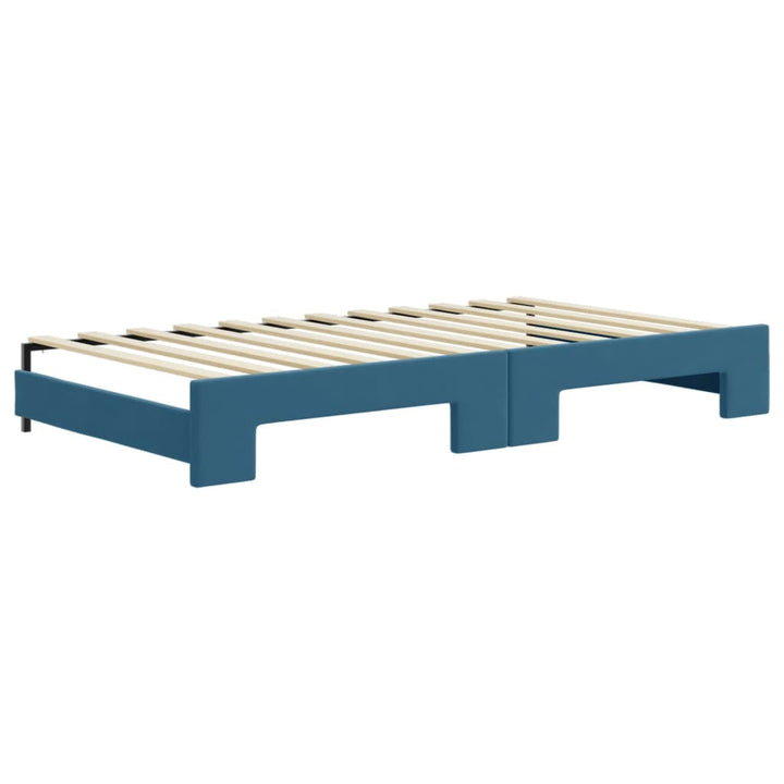 daybed med udtræk og madras 100x200 cm velour blå