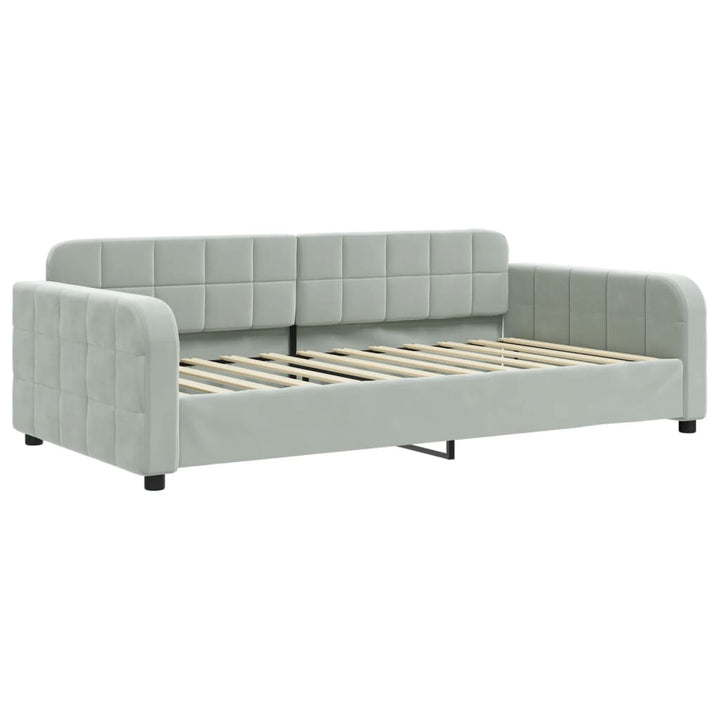 daybed med udtræk og madras 100x200 cm velour lysegrå