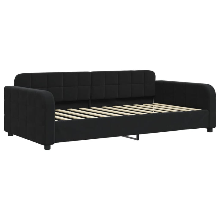 daybed med udtræk og madras 100x200 cm velour sort