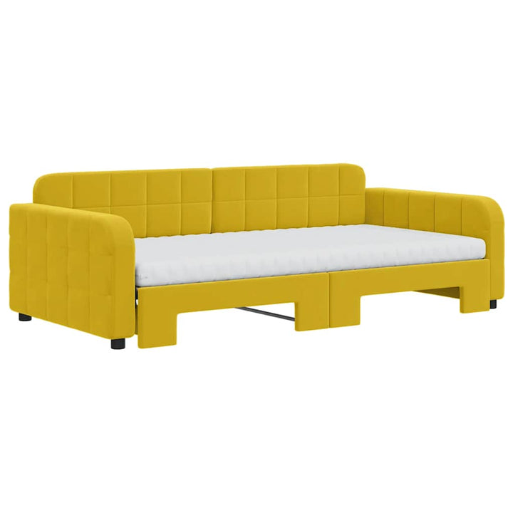 daybed med udtræk og madras 100x200 cm velour gul