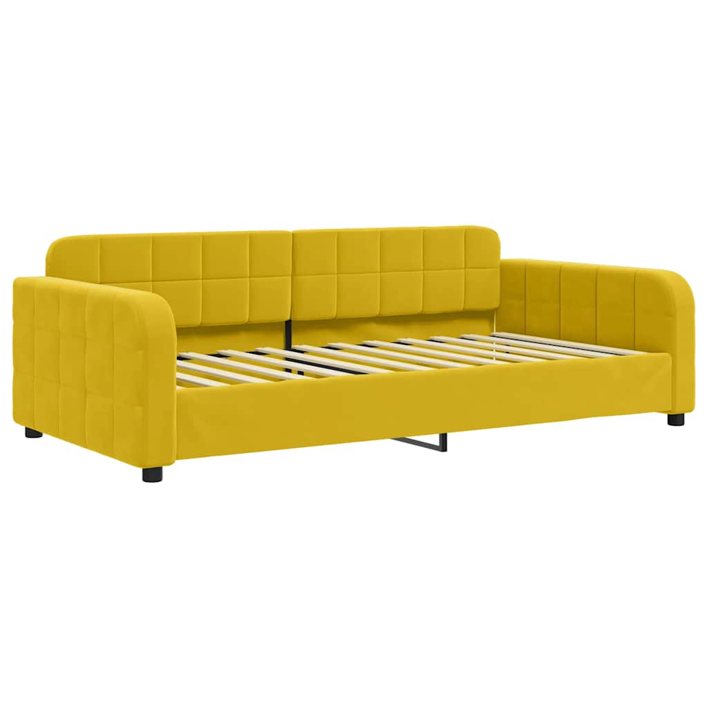 daybed med udtræk og madras 100x200 cm velour gul