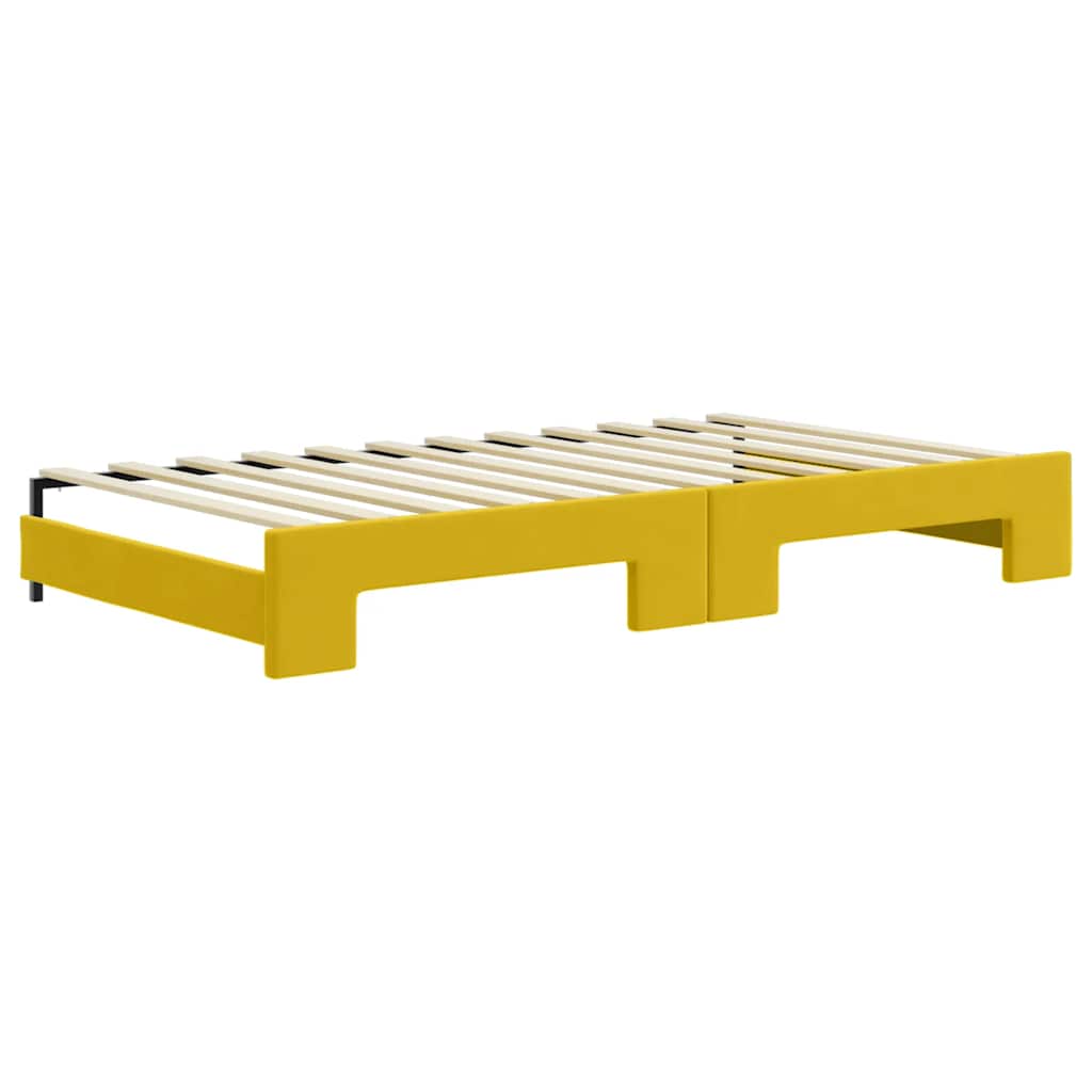 daybed med udtræk og madras 100x200 cm velour gul