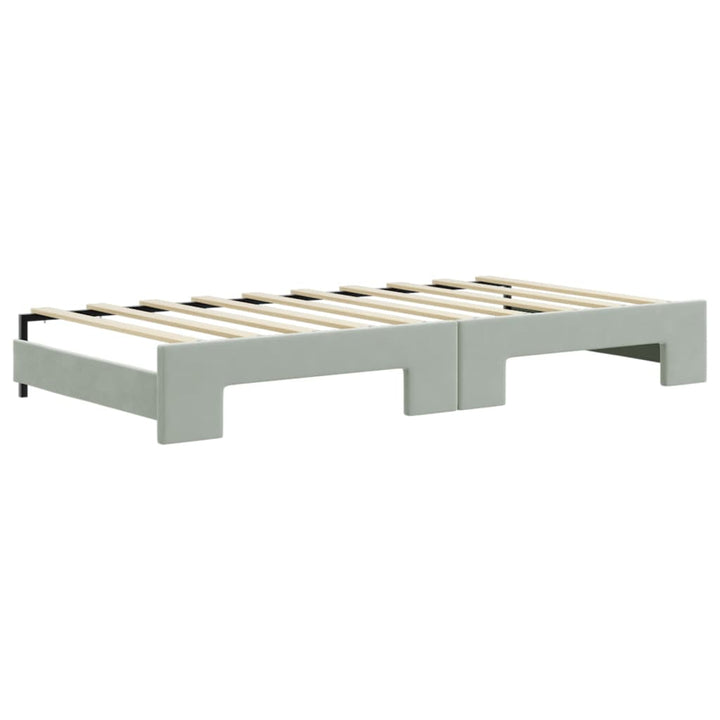 daybed med udtræk og madras 90x190 cm velour lysegrå