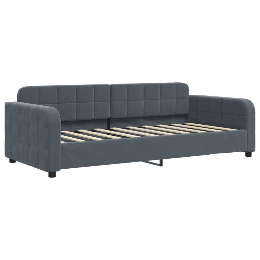 daybed med udtræk og madras 90x190 cm velour mørkegrå