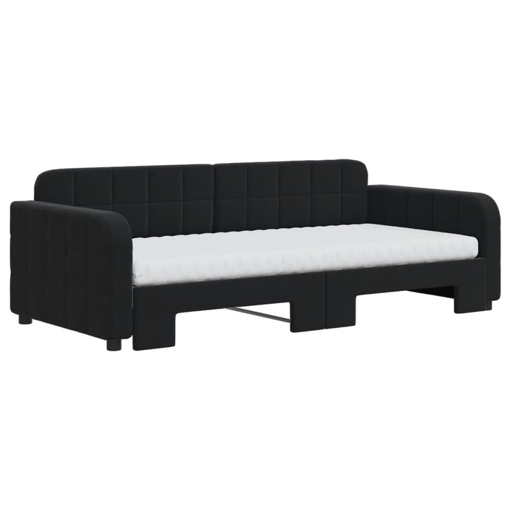 daybed med udtræk og madras 90x190 cm velour sort