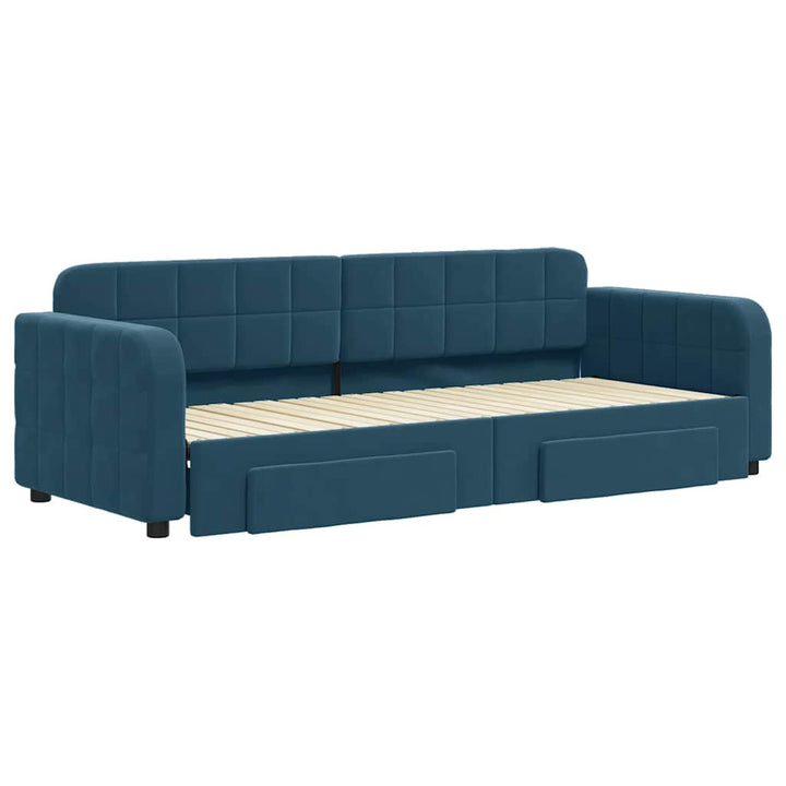 daybed med udtræk og skuffer 80x200 cm stof blå
