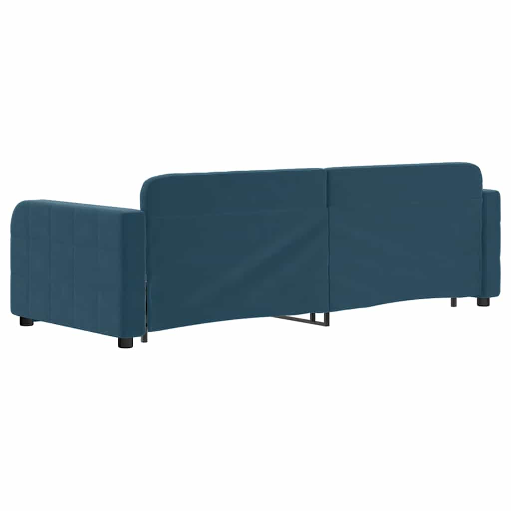 daybed med udtræk og skuffer 80x200 cm stof blå