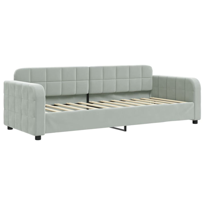 daybed med udtræk og skuffer 80x200 cm velour lysegrå