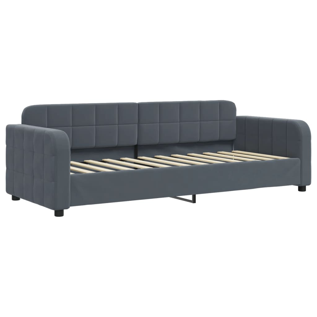 daybed med udtræk og skuffer 80x200 cm velour mørkegrå