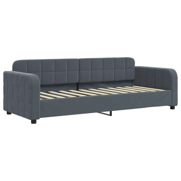 daybed med udtræk og skuffer 80x200 cm velour mørkegrå