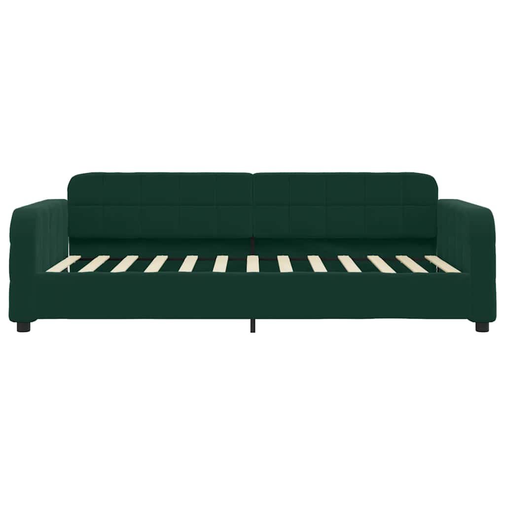daybed med udtræk og skuffer 80x200 cm velour mørkegrøn