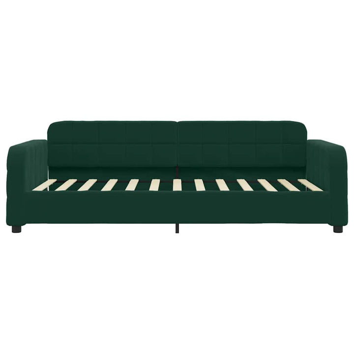 daybed med udtræk og skuffer 80x200 cm velour mørkegrøn