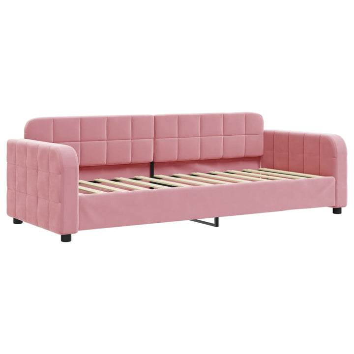 daybed med udtræk og skuffer 80x200 cm velour lyserød