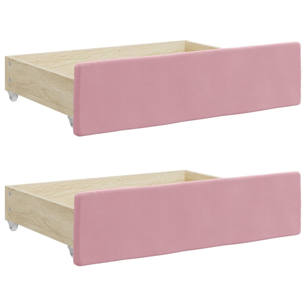 daybed med udtræk og skuffer 80x200 cm velour lyserød