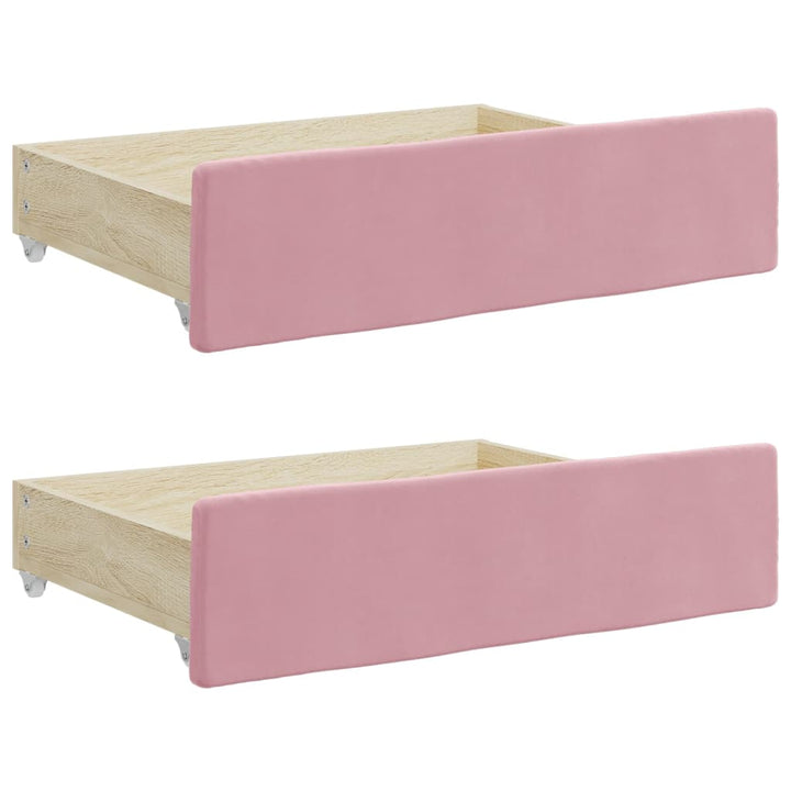 daybed med udtræk og skuffer 80x200 cm velour lyserød