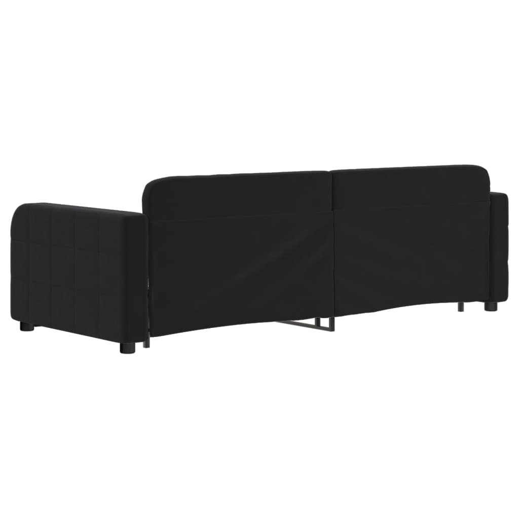 daybed med udtræk og skuffer 80x200 cm velour sort