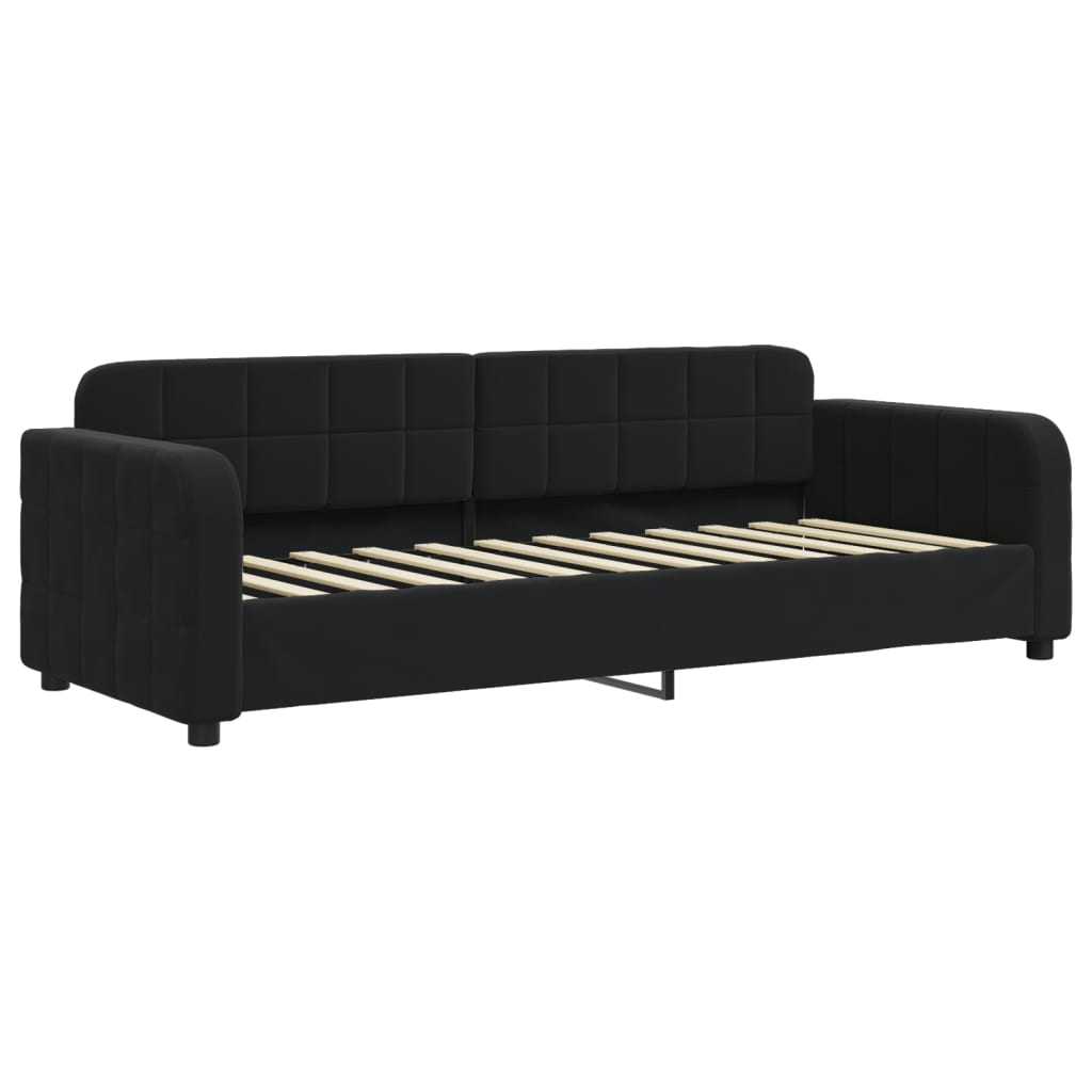daybed med udtræk og skuffer 80x200 cm velour sort