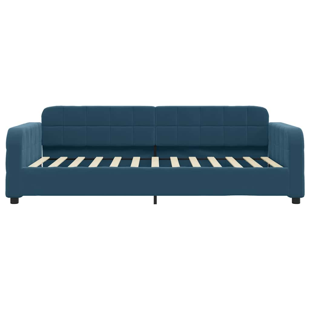 daybed med udtræk og skuffer 90x200 cm velour blå