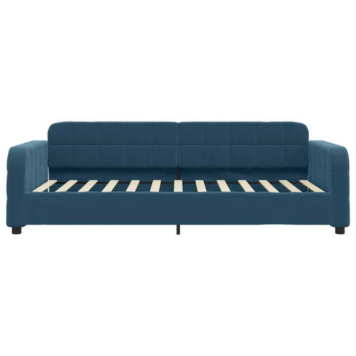 daybed med udtræk og skuffer 90x200 cm velour blå